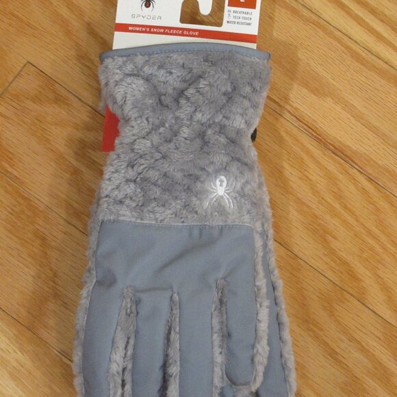 Spyder Womens Fleece Snow Tech Gloves Gray Large ~~BRAND NEW WITH TAG~~ - Picture 1 of 4